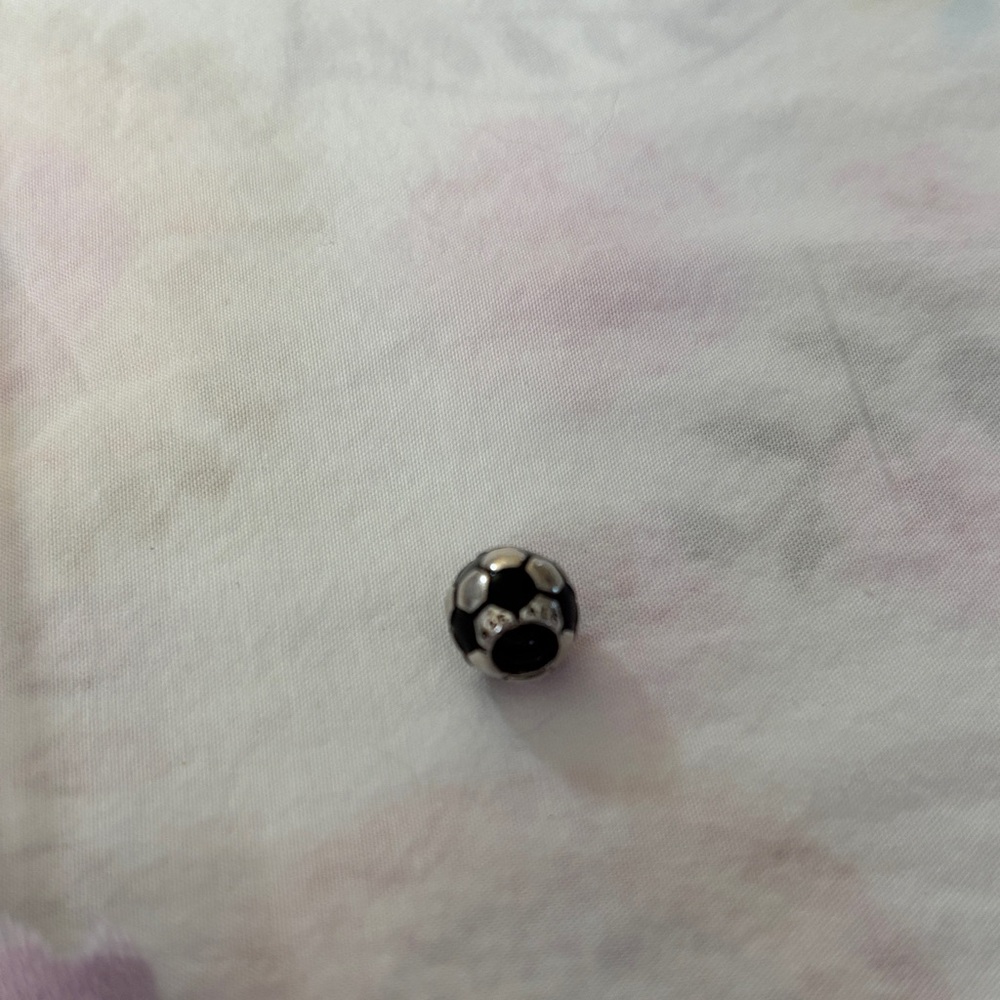 Pandora Black and Silver soccer ball Charm Authentic Silver S925 ALE